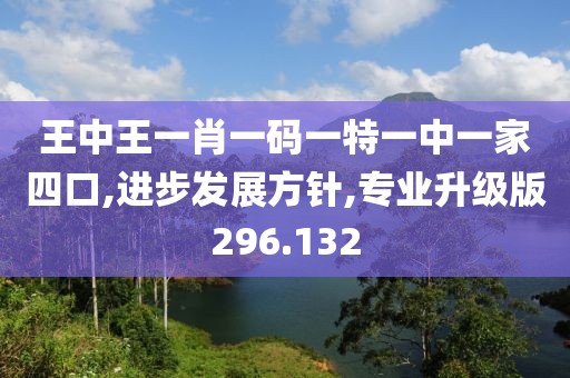王中王一肖一码一特一中一家四口,进步发展方针,专业升级版296.132