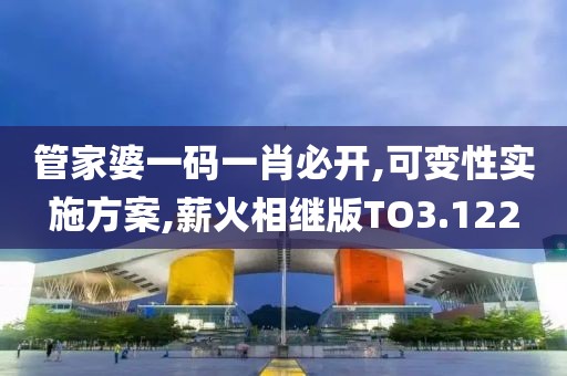 管家婆一码一肖必开,可变性实施方案,薪火相继版TO3.122