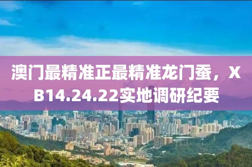 澳门最精准正最精准龙门蚕，XB14.24.22实地调研纪要