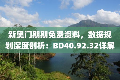 新奥门期期免费资料，数据规划深度剖析：BD40.92.32详解