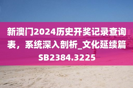 新澳门2024历史开奖记录查询表，系统深入剖析_文化延续篇SB2384.3225