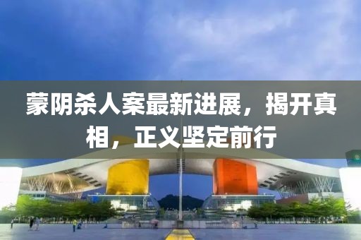 蒙阴杀人案最新进展，揭开真相，正义坚定前行