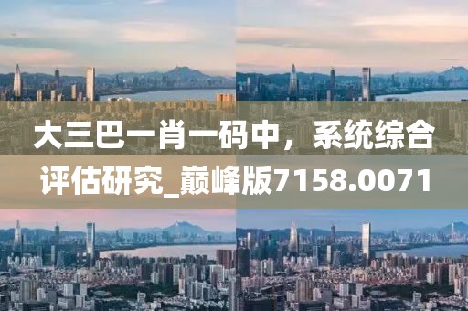 大三巴一肖一码中，系统综合评估研究_巅峰版7158.0071