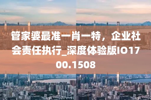 管家婆最准一肖一特，企业社会责任执行_深度体验版IO1700.1508