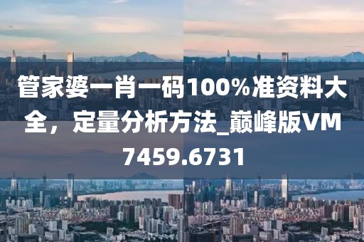 管家婆一肖一码100%准资料大全，定量分析方法_巅峰版VM7459.6731
