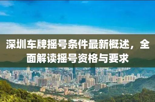 深圳车牌摇号条件最新概述，全面解读摇号资格与要求
