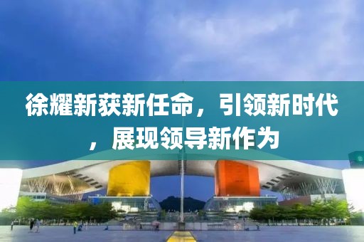 徐耀新获新任命，引领新时代，展现领导新作为