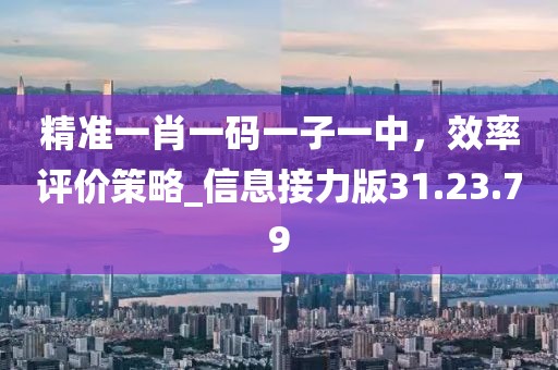 精准一肖一码一子一中，效率评价策略_信息接力版31.23.79