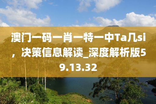 澳门一码一肖一特一中Ta几si，决策信息解读_深度解析版59.13.32