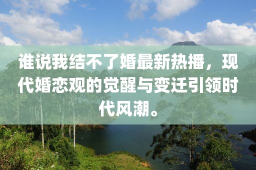 谁说我结不了婚最新热播，现代婚恋观的觉醒与变迁引领时代风潮。