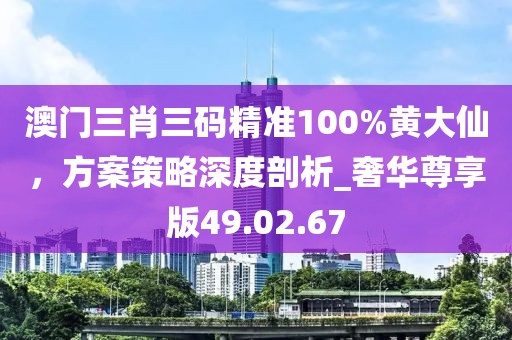 澳门三肖三码精准100%黄大仙，方案策略深度剖析_奢华尊享版49.02.67