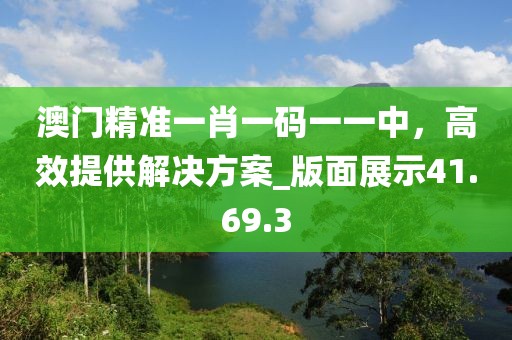 澳门精准一肖一码一一中，高效提供解决方案_版面展示41.69.3