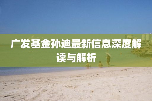 广发基金孙迪最新信息深度解读与解析