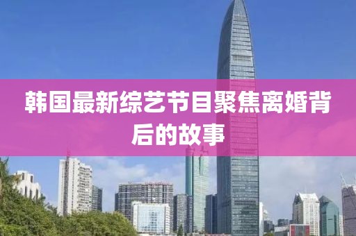 韩国最新综艺节目聚焦离婚背后的故事