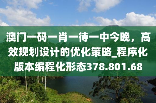 澳门一码一肖一待一中今晚，高效规划设计的优化策略_程序化版本编程化形态378.801.68