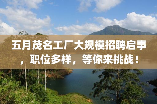 五月茂名工厂大规模招聘启事，职位多样，等你来挑战！