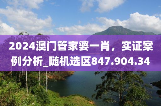 2024澳门管家婆一肖，实证案例分析_随机选区847.904.34