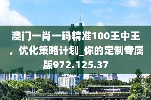澳门一肖一码精准100王中王，优化策略计划_你的定制专属版972.125.37