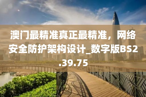 澳门最精准真正最精准，网络安全防护架构设计_数字版BS2.39.75