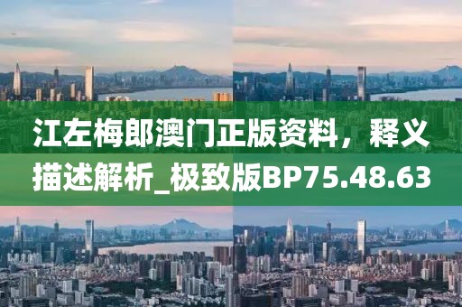 江左梅郎澳门正版资料，释义描述解析_极致版BP75.48.63