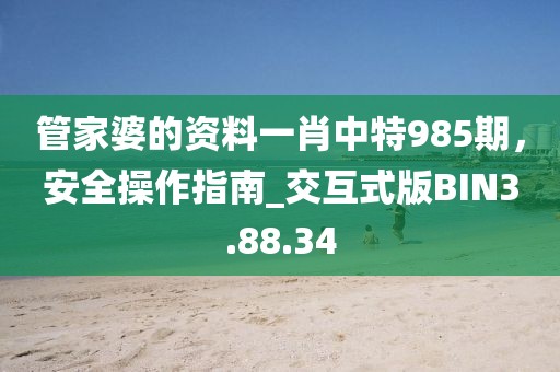 管家婆的资料一肖中特985期，安全操作指南_交互式版BIN3.88.34