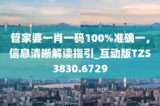 管家婆一肖一码100%准确一，信息清晰解读指引_互动版TZS3830.6729
