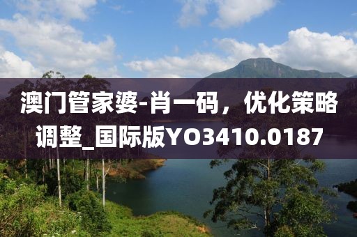 澳门管家婆-肖一码，优化策略调整_国际版YO3410.0187