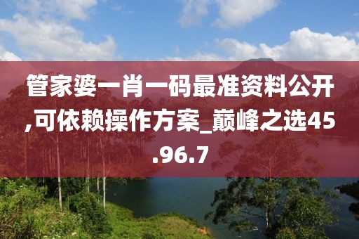 管家婆一肖一码最准资料公开,可依赖操作方案_巅峰之选45.96.7