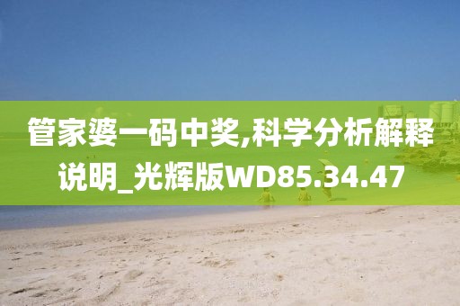 管家婆一码中奖,科学分析解释说明_光辉版WD85.34.47