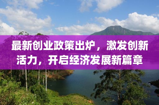 最新创业政策出炉，激发创新活力，开启经济发展新篇章