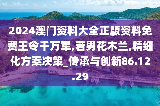 2024澳门资料大全正版资料免费王令千万军,若男花木兰,精细化方案决策_传承与创新86.12.29