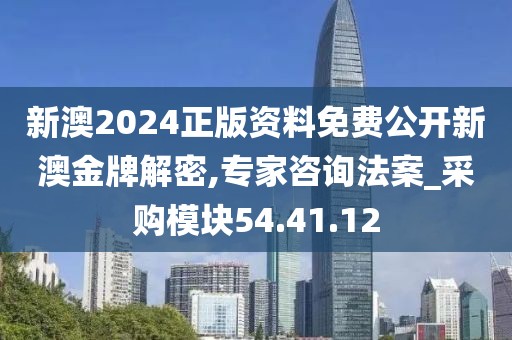 新澳2024正版资料免费公开新澳金牌解密,专家咨询法案_采购模块54.41.12